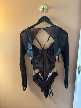 For Love And Lemons Black and Cream Lace Long Sleeve